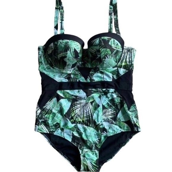 ๐ Plus Size 0X,1X,2X,3X TORRID VIXEN SWIMSUIT PALM PRINT UNDERWIRE PUSH UP - Picture 5 of 5